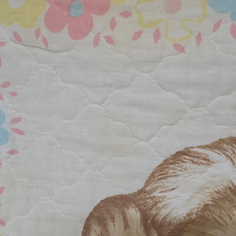 Vintage‎ 1980 Hallmark Koala Bear Baby Quilt Yellow Floral Worlds Greatest